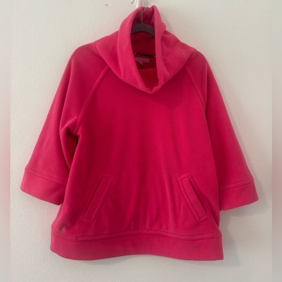 Lilly Pulitzer Irving Fleece Pullover Sweater Cowl Neck Pockets Cozy Large *Read - Picture 1 of 11